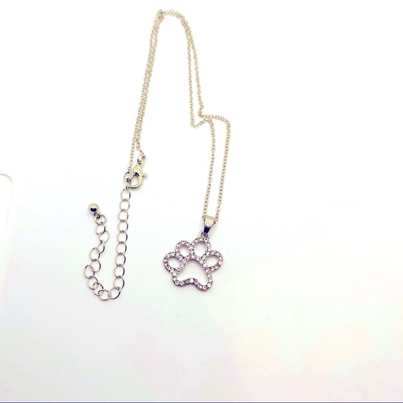 Necklace Paw Print in Rhinestones ! ADORABLE ! - Picture 5 of 15